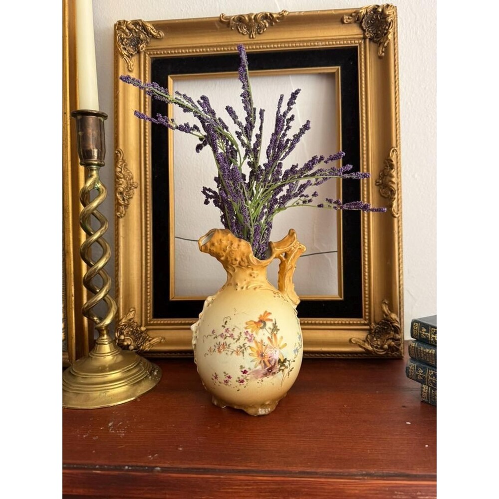 Antique Ernst Wahliss Austria Floral Vase, Turn Wien Crown Mark, Hand Painted